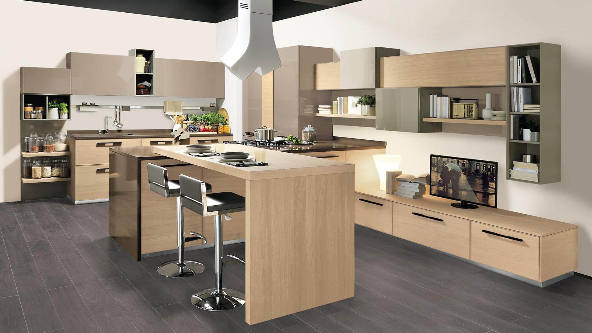 Cucina Moderna Open Space Con Penisola